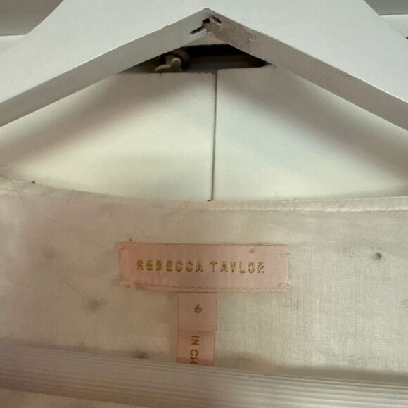 Rebecca Taylor white clip dot ruffle midi dress size 6 - Picture 6 of 13